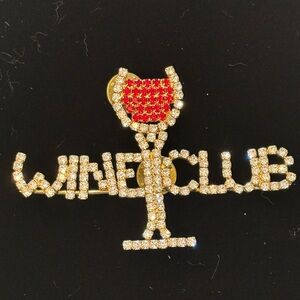 Wine Club Bedazzled Brooch